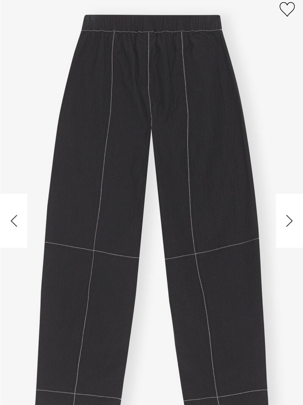 Ganni Black Wide Leg Pants with Contrast Stitching
